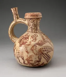 Handle Spout Jar with Fineline Bird Hunt Motifs, 100 B. C. / A. D. 500. Creator: Unknown