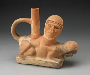 Handle Spout Vessel Depicting an Erotic Scene, 100 B. C. / A. D. 500. Creator: Unknown