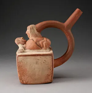 Squares Prints: Handle Spout Vessel Depicting Two Lovers, 100 B. C. / A. D. 500. Creator: Unknown