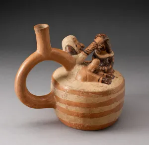 Handle Spout Vessel Depicting Masturbation Scene, 100 B.C./A.D. 500. Creator: Unknown Handle Spout Vessel Depicting Masturbation Scene, 100 B.C./A.D. 500. Creator: Unknown