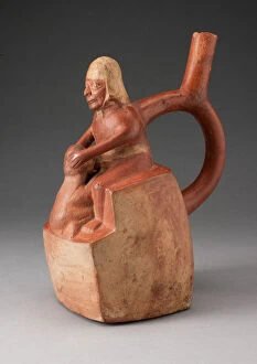 Peruvian Collection: Handle Spout Vessel Depicting Oral Sex, 100 B. C. / A. D. 500. Creator: Unknown