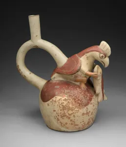Handle Spout Vessel in Form of an Anthropomorphic Bird Grasping a Fish, 100 B. C. / A. D. 500