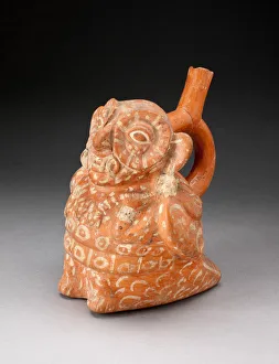 Handle Spout Vessel in the Form of an Anthropomorphic Owl with Feline Fangs... 100 B.C