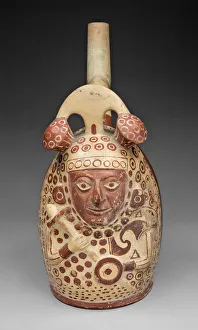 Handle Spout Vessel in the Form of a Bean Warrior, 100 B. C. / A. D. 500. Creator: Unknown