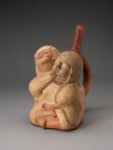 Handle Spout Vessel in Form of a Female and Skeletal Figure in an Erotic Embrace, 100 B.C Handle Spout Vessel in Form of a Female and Skeletal Figure in an Erotic Embrace, 100 B.C