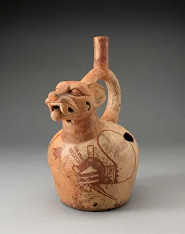 Sticking Out Tongue Prints: Handle Spout Vessel in the Form of a Fox Warrior, 100 B. C. / A. D. 500. Creator: Unknown