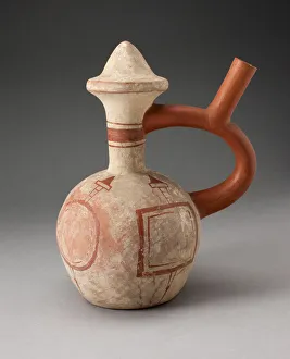 Handle Spout Vessel in the Form of a Mace with Fineline Mace and Shield Motifs, 100 B. C