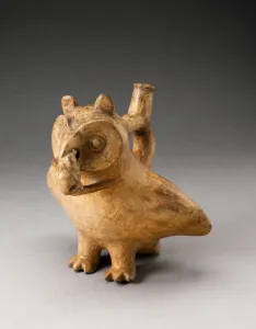 Handle Spout Vessel in Form of an Owl Eating a Mouse, 100 B. C. / A. D. 500. Creator: Unknown