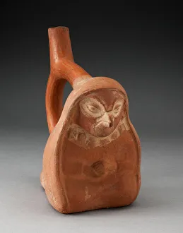 Andean Prints: Handle Spout Vessel in the Form of a Seated Anthropomorphic Bird Wearing a Shawl