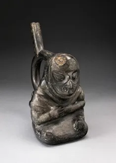 Handle Spout Vessel in the Form of a Seated Anthropomorphic Owl, 100 B. C. / A. D. 500