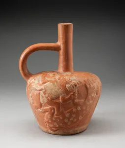 Violence Gallery: Handle Spout Vessel with Raised Deer Hunt Motifs, 100 B.C. / A.D. 500. Creator: Unknown