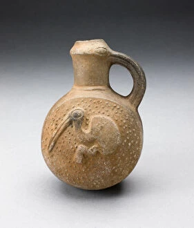 Chimu Gallery: Handled Brownware Jug with Bird Impressed on Side, A.D. 1000 / 1400. Creator: Unknown