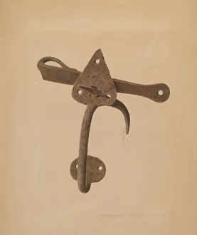 Alexander Anderson Prints: Handled Door Latch, 1940. Creator: Alexander Anderson