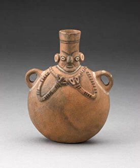 Nieveria Gallery: Handled Flask Depicting Abstract Figure, A.D. 500 / 800. Creator: Unknown