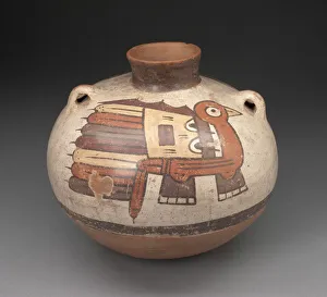 Lug Handle Prints: Handled Jar Depicing Abstract Bird, 180 B. C. / A. D. 500. Creator: Unknown