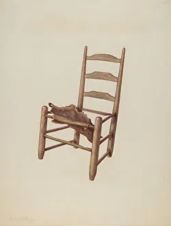 Handmade Prints: Handmade Chair - Rawhide Seat, c. 1939. Creator: Manuel G. Runyan