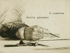 Etcher Prints: Hands Etching - O Laborum, 1865. Creator: Francis Seymour Haden