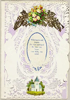 Valentines Card Prints: With Hands and Hearts Forever Entwined (valentine), 1850/59. Creator: Unknown