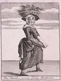Radish Prints: Two Hands a penny young Raddishes, Cries of London, (c1688?)