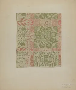 Coverlet Prints: Handwoven Coverlet, c. 1939. Creator: M. Louise Kent