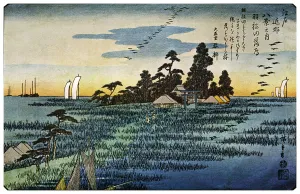 Edward F Prints: Haneda No Rakugan ('Geese Flying Home at Haneda'), 1830s (1925)