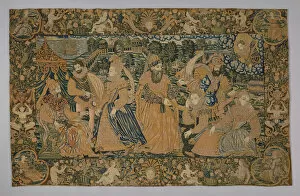 Brocade Collection: Hanging (Depicting the Story of Esther and King Ahasuerus) (Needlework), France