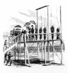 Conspirator Prints: Hanging of the Lincoln assassination conspirators, Washington DC, USA, 7th July, 1865