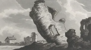 Etching And Aquatint Prints: The Hanging Tower at Caerphilly