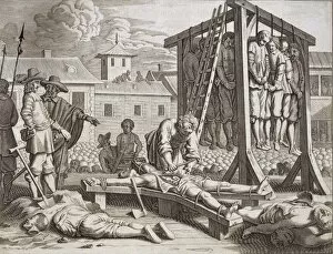 Barbaric Collection: Hangings and torture, pub. 1672. Creator: Philip Baldaeus (1632-1672)