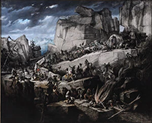 Battle Of Zama Gallery: Hannibal Crosses the Alps. Artist: Masson, Benedict (1819-1893)