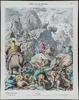 Battle Of Zama Gallery: Hannibal Crosses the Alps (from Munchener Bilderbogen). Artist: Leutemann