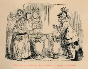 Carthaginian Prints: Hannibal requesting the Cretan Priests to become his Bankers, 1852. Artist: John Leech
