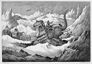 Carthaginian Collection: Hannibal and his war elephants crossing the Alps, 218 BC (19th century)