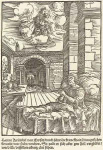 Miracles Prints: Hanns Krumbel von Ewsitz... d'organdie, c. 1503. Creator: Master of the Legend Scenes