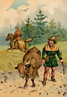 Edward Wehnert Gallery: Hans and his Cow, 1901. Artist: Edward Henry Wehnert