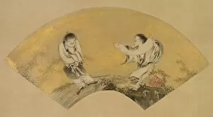 Ink And Gold On Paper Collection: Hanshan and Shide (Kanzan and Jittoku), mid-1500s. Creator: Shikibu Terutada (Japanese