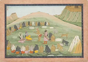 Medicinal Gallery: Hanuman Revives Rama and Lakshmana with Medicinal Herbs... Ramayana series, ca. 1790