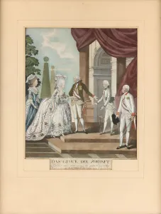The happiness of the future: Emperor Joseph II, Archduke Franz and his bride Elisabeth... 1786. Creator: Loeschenkohl; Johann Hieronymus (1753-1807)