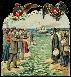 Emigration Prints: A happy new year. Jewish Americans welcoming Jews immigrating from Russia to America