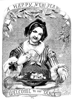 Festivities Prints: A Happy New Year, Welcome to our Table; New Year 1854, 1854. Creator: Unknown