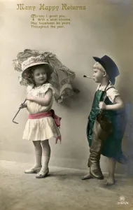 Images Dated 12th January 2009: Many Happy Returns, birthday card, c1900-1929(?)