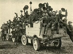 Cheering Gallery: Happy Warriors: Canadians returning from a successful attack, First World War, c1916, (c1920)