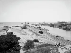 Wasteland Prints: Harbor entrance, Ashtabula, Ohio, c1900. Creator: Unknown
