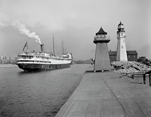 Passenger Steamer Prints: Harbor entrance and lights, Buffalo, N.Y. c.between 1910 and 1920. Creator: Unknown