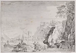 Harbor and Fishermen, ca. 1760. Creator: Unknown