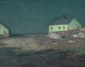 Moonlit Prints: The Harbor Light, about 1900-1910. Creator: Birge Harrison
