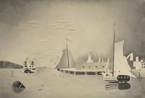 Mary Altha Nims American Prints: Harbor Scene, 1850s or 60s. Creator: Mary Altha Nims (American, 1817-1907)