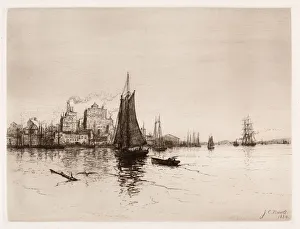 Harbor Scene, 1884. Creator: James Craig Nicoll (American, 1847-1918)