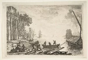 Lorrain Collection: Harbor Scene with Rising Sun, 1634. Creator: Claude Lorrain