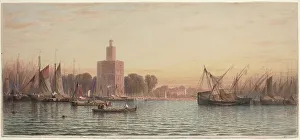 Seville Prints: The Harbor of Seville, 1867. Creator: Samuel Colman